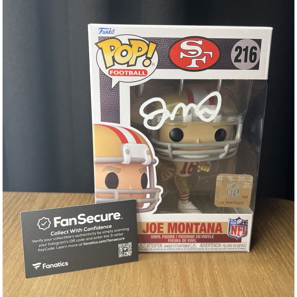 Joe Montana Signed Funko Pop #216 49ers NFL Legends Fanatics COA Mint w/ Case
